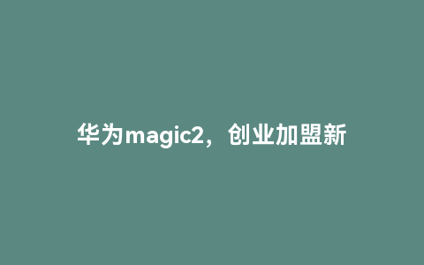 华为magic2，创业加盟新机遇